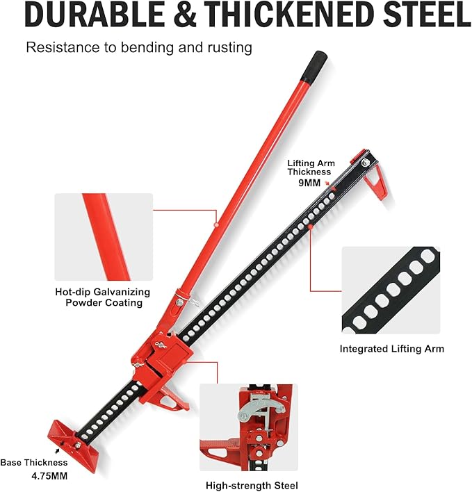 Multi-Functional Lift Jack, Farm Jack Heavy Duty Off Road, for Tractor, Truck, SUV, ATV, UTV, Off Road Accessories, Durable 3 Ton with Wide Base & Ratcheting Mechanism