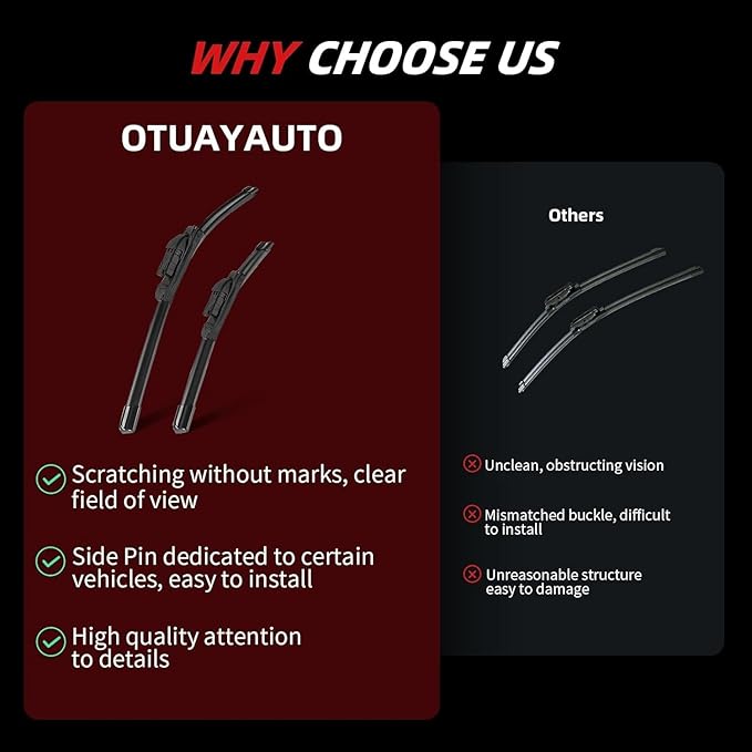 OTUAYAUTO Windshield Wiper Blades - Replacement for Jaguar F-PACE 2017-2025, Front and Rear Wipers Set, Top Lock - 26"+19"+13" (Pack of 3)