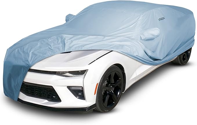 iCarCover Premium Car Cover for 2010-2024 Chevy Camaro LT, LS, RS, SS Heavy Duty Waterproof All Weather Automobiles Custom Fit Indoor Outdoor UV Snow Protection Covers with Straps and Bag