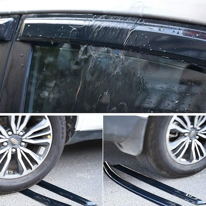94964 Side Window Wind Vent Deflector,4pcs Outside Mount Style Sun Rain Guards Set,Dark Smoke Nice Window Visor fit for 2008-2014 Jeep Liberty
