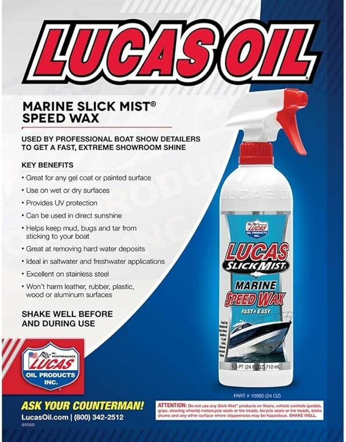 Lucas Oil 10980 Slick Mist Marine Speed Wax, 24 Oz