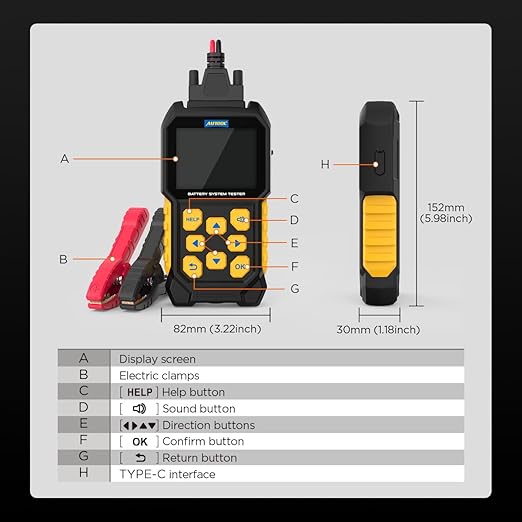 Automotive Battery Load Tester 12V/24V 100-2400 CCA Car Battery Analyzer Charging Cranking System Tester for Heavy Duty Trucks Motorcycle ATV SUV Boat Yacht