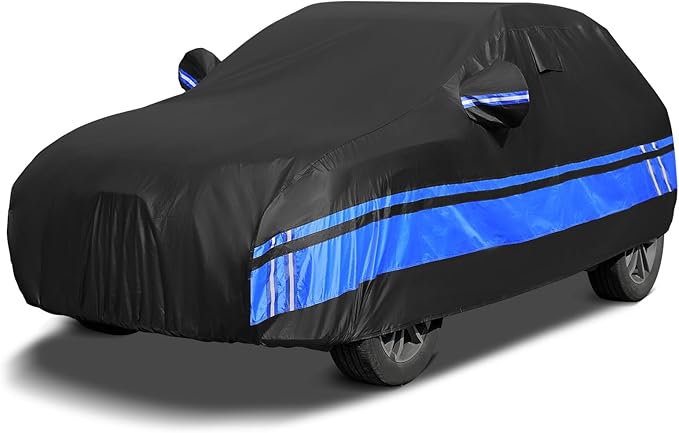 10-Layer SUV Car Cover Waterproof All Weather for Automobiles, Universal Fit for BMW X3/X4/X5/X6, Honda CR-V, Mercedes GLC-Class, Tesla Model Y, SUV 182"-191" L, Size S3 (See Size Chart)