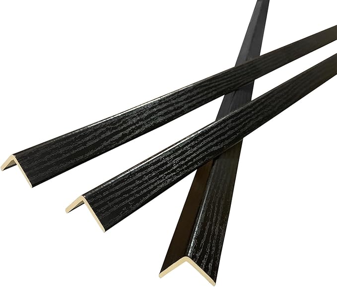 Wall Corner Protector 6PCS 45" Corner Molding Trim Black Wood Grain Corner Trim Decorative Strips for Door and Window Frames Mirror Edges Ceramic Tiles, and Wooden Wall Edges.