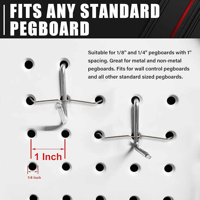 C&T 80 Piece Pegboard Hooks Assortment Kit, Pegboard Accessories Organizer Set with Bins, 1/8 and 1/4 in pegboard Hooks, for Hanging Tools, Organizing Various Tools,Garage Pegboard Wall Organization