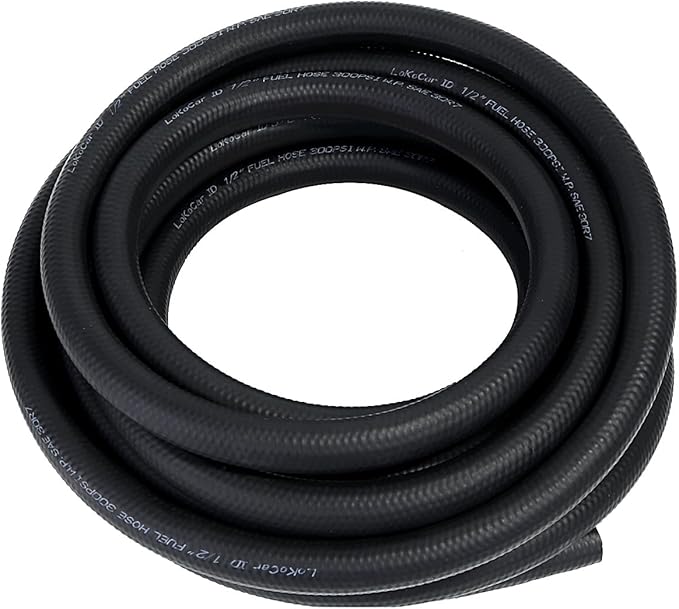 LokoCar Rubber Fuel Hose Line Push Lock 1/2" ID SAE 30R7 NBR 25ft 300PSI Black