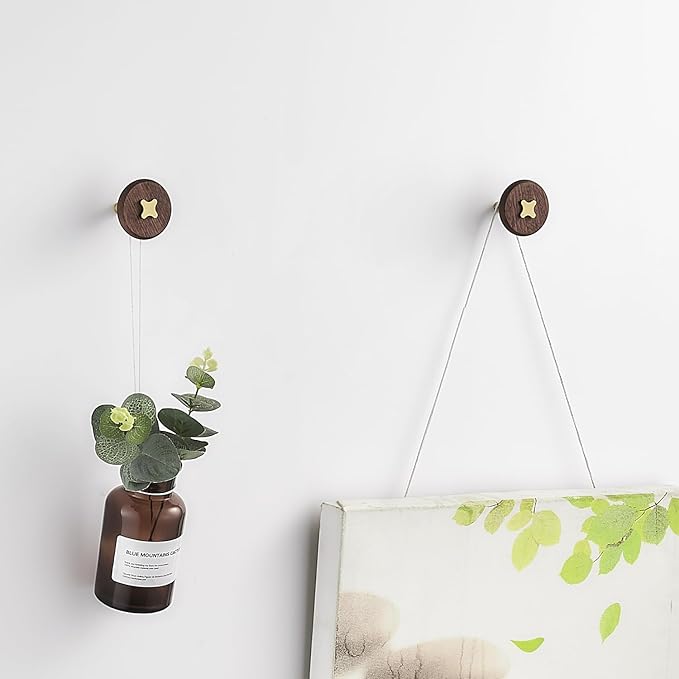 Solid Brass & Sapele/Mahogany Wall Hooks 2 Pack - Decorative Heavy Duty Coat Hooks with Vintage Cross Screw Design for Entryway, Bathroom, Luxury Spaces TC008S