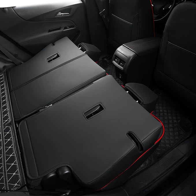 RISINGSTAR Terrain Seat Covers, fit for 2018-2024 GMC Terrain SUV with Rear Split Seats, Water Proof Faux Leather(Full Set, Black&Red)