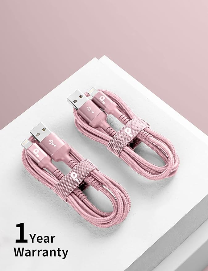 iPhone Charger 6FT 2Pack, Lightning Cable [Apple MFi Certified] iPhone Fast Charging Cord Compatible with iPhone 14/13/12/11 Pro Max/XS MAX/XR/8/7/Plus/6S/6/SE/5S/iPad (Pink)