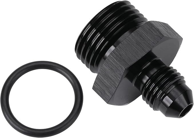 4AN Male Flare to 8AN ORB O-ring Boss Fuel Pump Rail Adapter Fitting Aluminum Black