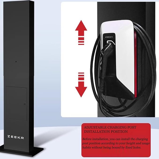 EV Charger Connector Pedestal Electric Vehicle Charging Stations, Stainless Steel, Combination Lock, Charging Pillar Charging Lever Charging Column for Charging Station Garage