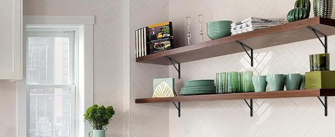 12 Pack L14 x H 10" Black Heavy Duty Shelf Brackets with Screws Metal Shelf Brackets Shelf Support Angle Brackets for Shelves L Brackets Heavy Duty Floating Shelf