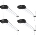 hykolity 4 Pack 4FT Linkable LED Shop Light for Garage, 6500lm, 4FT 60W Utility Light Fixture, 5000K Daylight LED Workbench Bay Lighting with Plug, Hanging or Surface Mount,Black - ETL