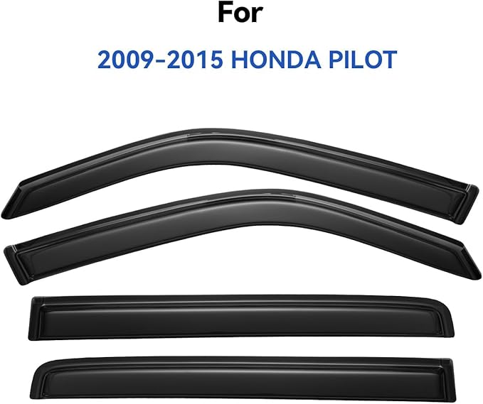 Window Visors Rain Guards Shield for 2009 2010 2011 2012 2013 2014 2015 Honda Pilot, Out-Channel Window Vent Wind Deflectors Visors Shades for 09-15 Pilot