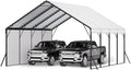 VEVOR Heavy Duty Metal Carport, 20 x 20 ft Outdoor Carport with Sturdy Frame & Roof, Car Garage Shade with Removable Sidewalls, Multi-Use Car Shelter for Pickup, Boat, Trucks & Tractors