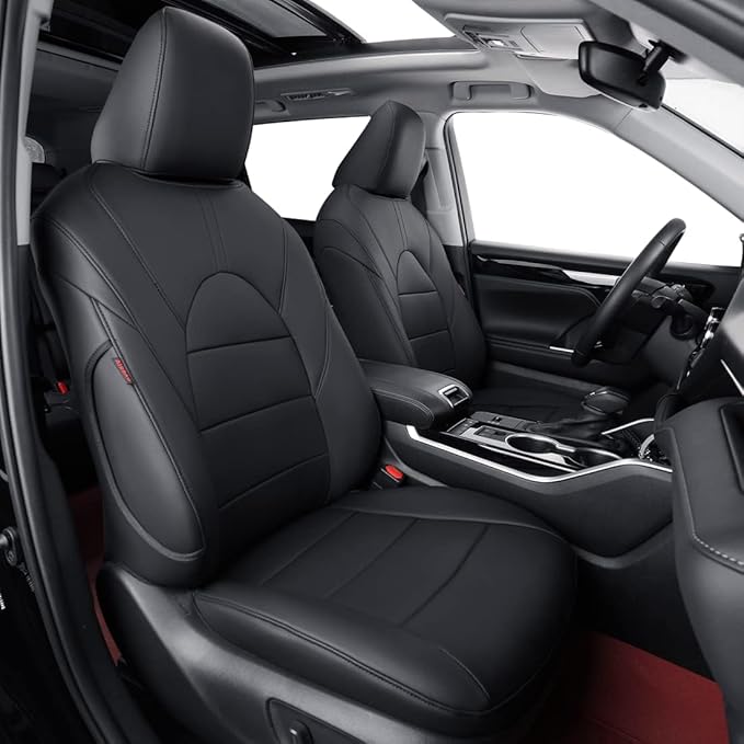 coverdream Custom Fit Camry Car Seat Covers for 2025 Toyota Camry XLE,XSE,Full Coverage Waterproof Leather Seat Protector(Full Set,Black)