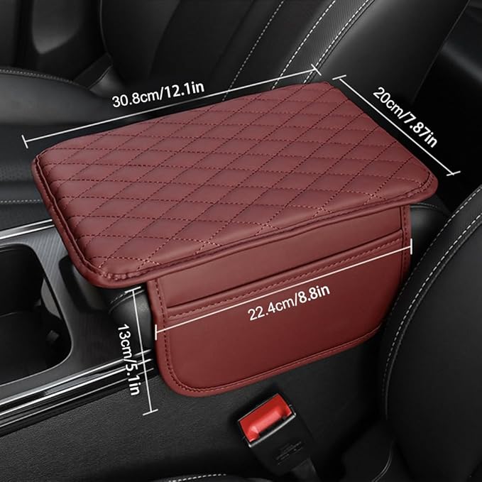 Memory Cotton Leather Car Armrest Box Pad, 2025 New Universal Style Memory Cotton Car Armrest Box Pad, Upgrade Vehicle Seat Box Cushion Protector for SUV Truck (Khaki)
