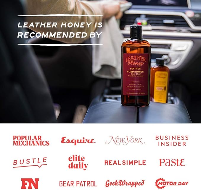 Leather Honey Leather Cleaner Spray: UV Protectant, Non-Toxic & Made in the USA Since 1968. Cleans & Protects Leather, Faux & Vinyl - Couches, Car Seats, Purses, Shoes, Bags & Tack. Safe for Any Color