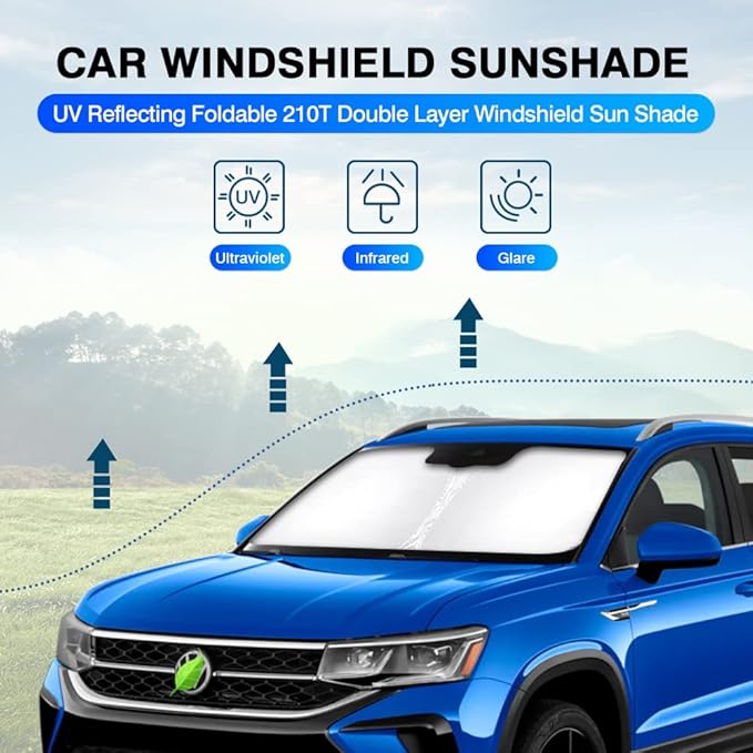 KUST Windshield Sun Shade for 2022-2025 2026 Volkswagen VW Taos Accessories Sunshade Window Sun Visor Protector Foldable Blocks UV Rays Keep Your Car Cooler