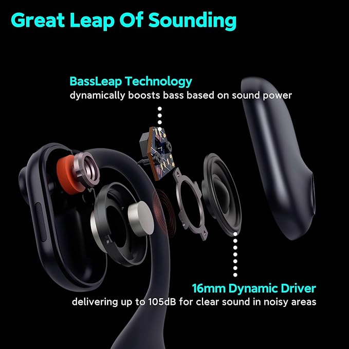 Pilot P200b Pro Bluetooth Wireless Open Ear Noise Cancelling Headphones, 50dB ENC Call Noise Elimination, Computer Headset with Boom Microphone and Mute Button for Work and Calls(No Dongle)