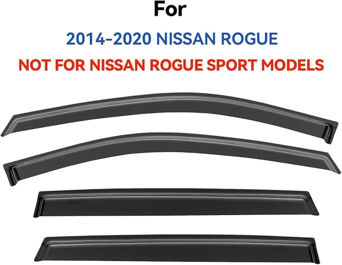 Window Visors Rain Guards for Nissan Rogue S SV SL 2014-2020, Out-Channel Window Vent Wind Deflectors Visors Shades for 14-20 Rogue (Excludes Rogue Sport Model)