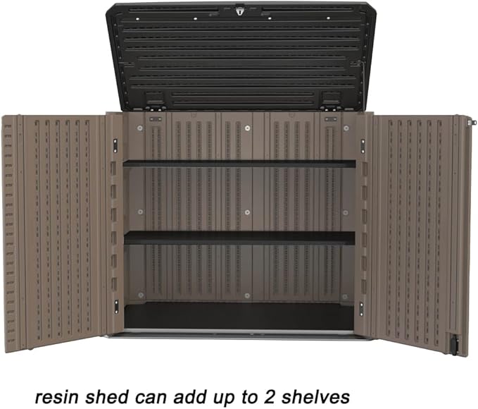 Sheds & Outdoor Storage, Storage Sheds Outdoor with Floor, Outdoor Storage Cabinet Waterproof for Garage Storage, Pool Storage, Bike Shed, Garden Shed (34&66 Cu.ft-Shelf)