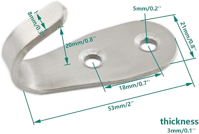 Stainless Steel Coat Hooks - Heavy Duty Wall Mounted Hanger Hooks for Towels, Keys, Hats - Indoor & Outdoor Use - 8 Pack