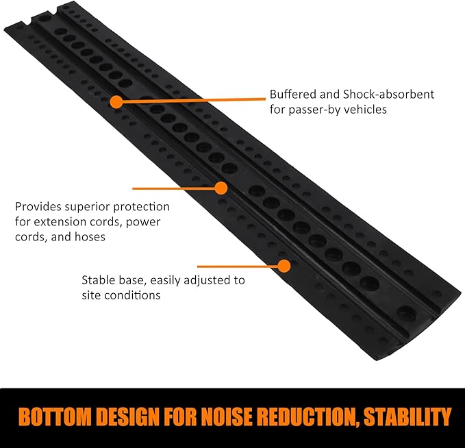 6 Ft Rubber Speed Bump, 2 Pack 2 Channel Modular Heavy Duty Speed Bumps Humps 25000 lbs Load Capacity, Cable Protector Ramp for Asphalt Concrete Gravel Driveway Road