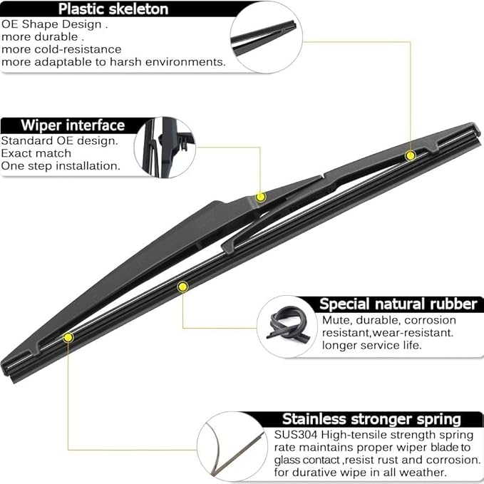 AUTOBOO 26"+14" Windshield Wipers with 12" Rear Wiper Blade Replacement for Toyota Yaris 2007-2011 -Original Factory Quality (Pack of 3)