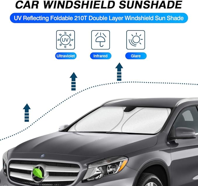 KUST Windshield Sun Shade for 2014-2020 Mercedes Benz GLA 180 200 220 250 Accessories Custom Fit Window Sunshade Foldable Sun Visor Protector Blocks UV Rays Keep Your Car Cooler