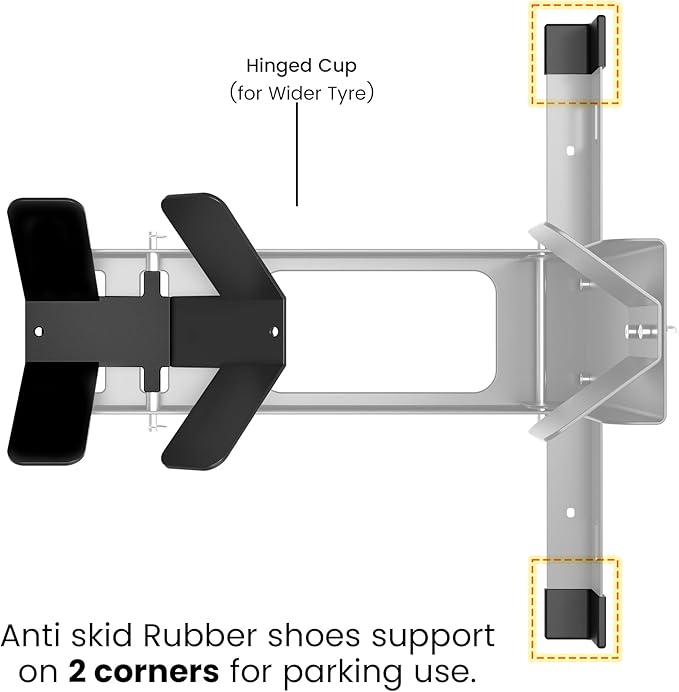 GRAND PITSTOP Universal Wheel Chock for Motorcycle Stand for Trailer Completely Adjustable Detachable Foldable Wheel Chock (Black V2)