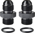 6AN Male Flare to 6AN ORB O-ring Boss Fuel Pump Rail Adapter Fitting Aluminum Black, Pack of 2