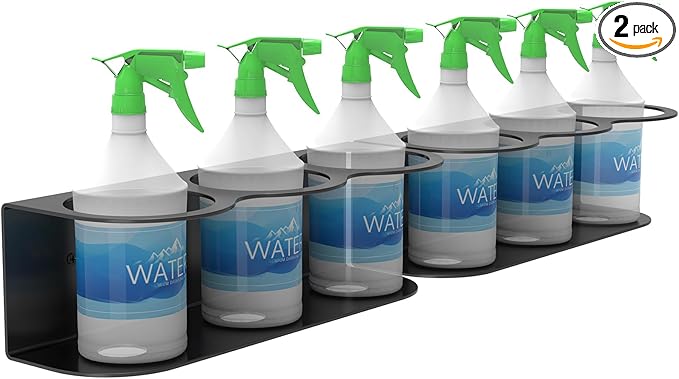 2 Pack 3 Holes All-Purpose Spray Bottle Holder Wall Mount Heavy Duty Spray Can Holder Rack Organizer Storage for Home Garage Workspace