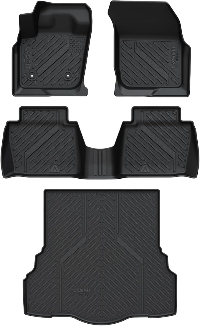 LASFIT Floor Mats & Trunk Mat for Ford Fusion & Lincoln MKZ 2013-2016 (Only Fit Gasoline) All Weather TPE Mats Custom Fit Floor Liner for Fusion & MKZ 1st & 2nd Row Car Mats and Cargo Liner, Black
