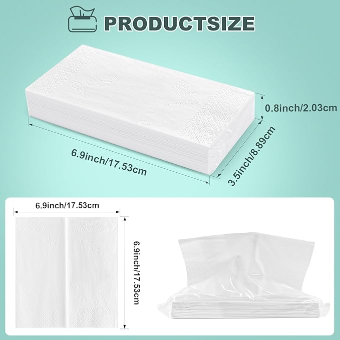 4-Ply Car Tissue Refills (720 Layers) - 6 Pack Travel Size Tissues, Soft & Strong Disposable Facial Tissues for Car, Office, Home - 180 Sheets