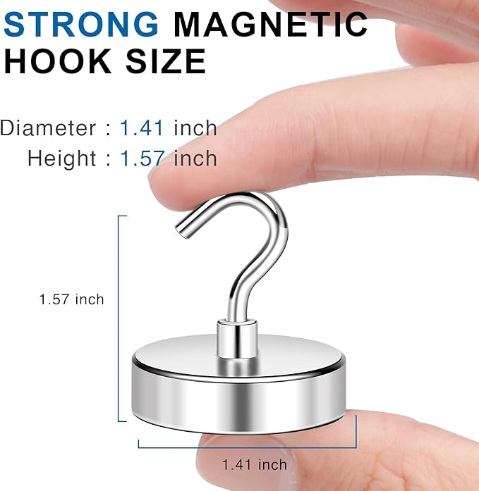 LOVIMAG Magnetic Hooks Heavy Duty, Super Stong Magnetic Hooks Neodymium Magnet Hooks for Cruise, Rare Earth Magnets with Hooks for Magnetic Hanger,Toolbox,Storage,Hanging-12 Pack
