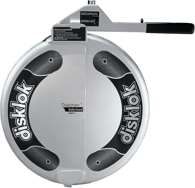 Security Device - Steering Wheel Lock - Full Cover - Silver - Thatcham Approved (Large, 16.4in - 17.3in)