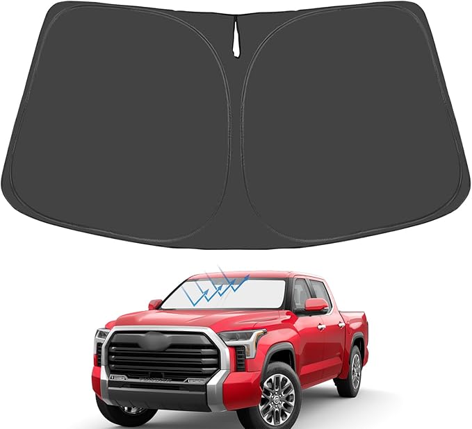 Proadsy for Tundra 2007-2021 Windshield Sun Shade 4-Layer Foldable Front Sunshade Protector Sun Visor Blocks UV Rays Keep Car Cooler