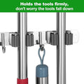 voze 3 Racks and 4 Hooks Mop and Broom Holder Wall Mount, Self Adhesive Heavy Duty Broom Organizer Storage Tool Racks for Kitchen Garden Laundry Garage
