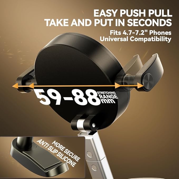 2025 Upgraded Foldable 2-in-1 Clip & Vacuum Magnetic Suction Car Phone Holder Mount, 360° Adjustable Universal Dashboard & Windshield Stand for iPhone 16/15/14/13/12 & Android Phones (Black)