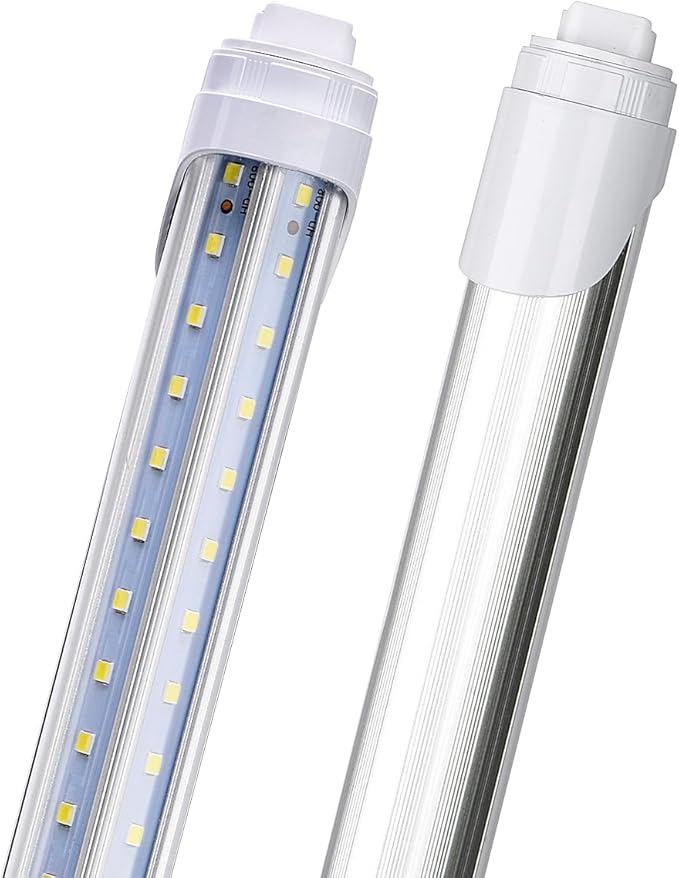 12 Pack, R17D/HO 8FT LED Bulbs - Rotate V Shape, 6000K Cold White 100W, 15000LM, 200W Equivalent F96T12/DW/HO, Clear Cover, T8/T10/T12 Replacement, Dual-End Powered, Ballast Bypass