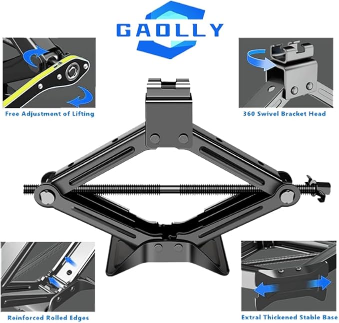 Scissor Jack - 2 Ton (4409 lbs) Car Emergency Kit with Lug Wrench, Tire Changing Kit for Sedan, Coupe, SUV, MPV
