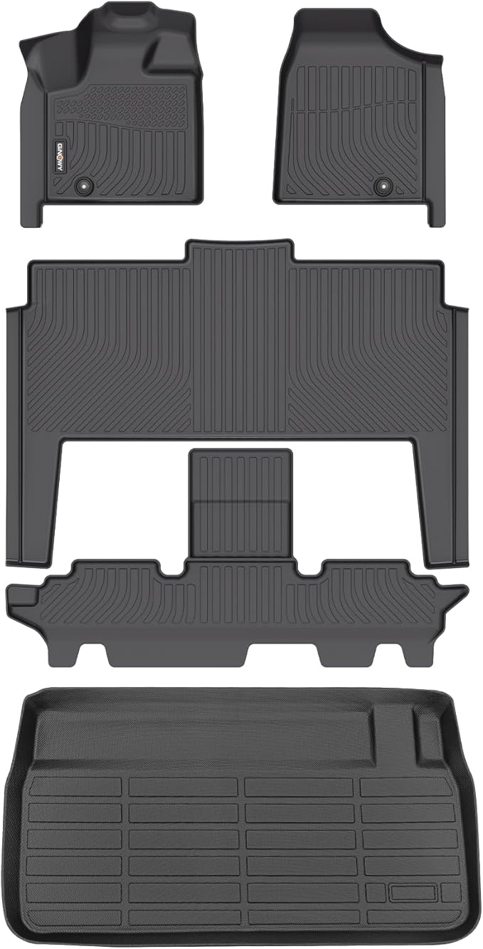 GINOWY-Floor Mats & Cargo Liner for Dodge Grand Caravan 2011-2021(Only for 7 Passenger), TPE All Weather Car Floor Mats Grand Caravan Cargo Liner Trunk Mat Trunk Liner for Grand Caravan Accessories