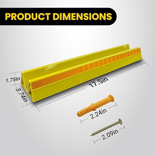ROBLOCK 18" Parking Stopper for Garage, Car Stopper for Garage Precision Stopping, Heavy Duty Parking Block with Reflective Strips, Suitable for Car, SUV, Easy Install, 2 Packs, Yellow