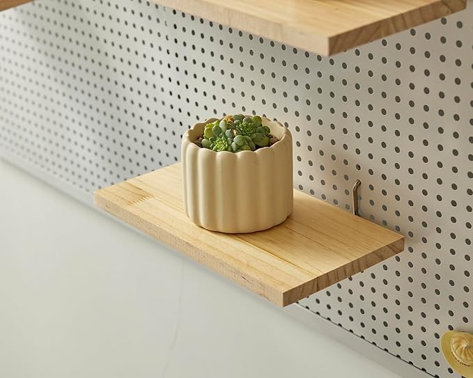 Shelves for PegBoard, Pine Wooden Pegboard Shelf Wall Organizer, Wooden Board for Walls Home, Garage Tool Storage, Office Organization, Kitchen, Craft Room,2 Pack