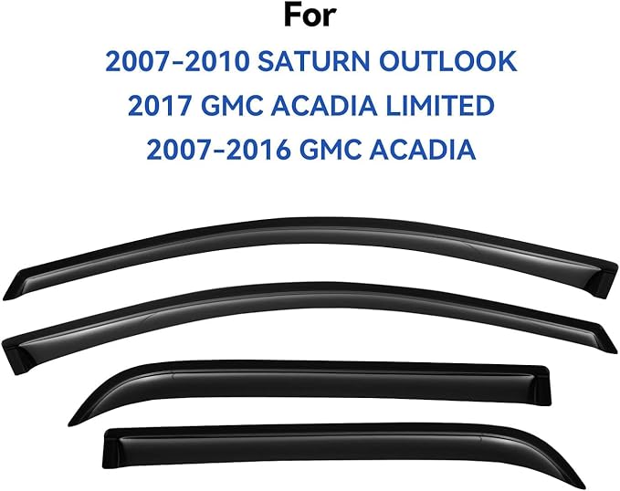 Window Visors Rain Guards Shield for 2007-2016 GMC Acadia, Out-Channel Window Vent Wind Deflectors Visors Shades for 2007-2010 Saturn Outlook 2017 Acadia Limited