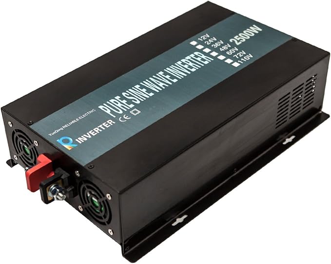 WZRELB Strong Driving Capacity 2500W 24VDC to 120VAC Pure Sine Wave Inverter Power Converter (RBP250024B1), Black