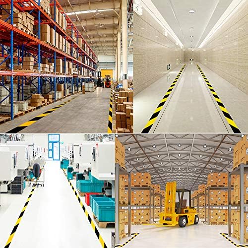 Waterproof Reflective Safety Tape Roll 2"X150' Yellow Black Striped Floor Marking Tape Hazard Caution Warning Tape Auto Truck Self-adhesive Safety Sticker Strips for Wall Factory Trailer Vehicle