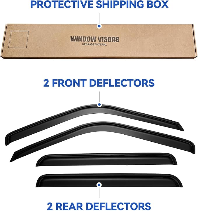 Window Visors Rain Guards for 1995-2000 Chevy Tahoe/GMC Yukon, Out-Channel Window Vent Wind Deflectors Visors Shades for 92-00 C/K1500/2500/3500 Suburban, 99-00 Cadillac Escalade/Yukon Denali Crew Cab