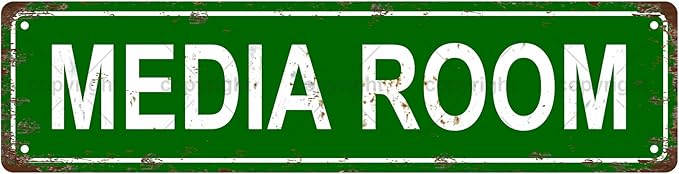 MEDIA ROOM Space Vintage Metal Tin Sign, Street Sign, Home Decor, Room Decor, Wall Decor, Bathroom Decor, Bar Decor, Cafe Decor, Garage Decor, 16 x 4 Inch